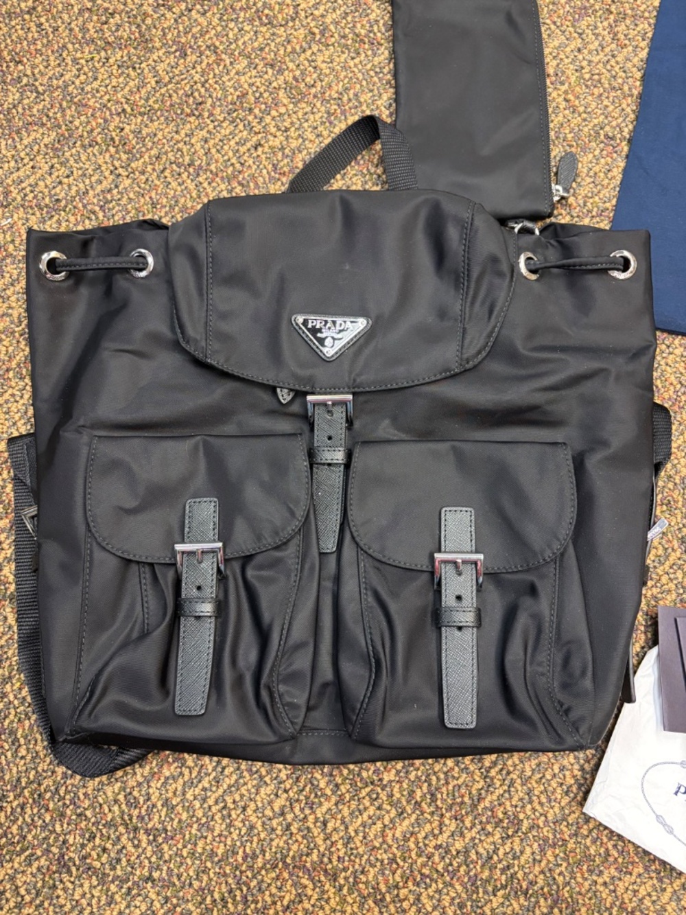 Prada Black Re-Nylon Medium Backpack with Detachable Pouch & Dustbag - Picture 2 of 10